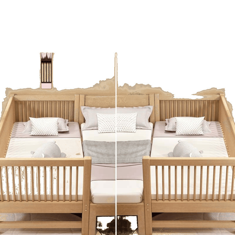 Walnut Children's Spliced Bed with Extended Edge and Wide Guardrail for Baby Boys and Girls, Spliced Large Edge Bed, Solid Wood Factory