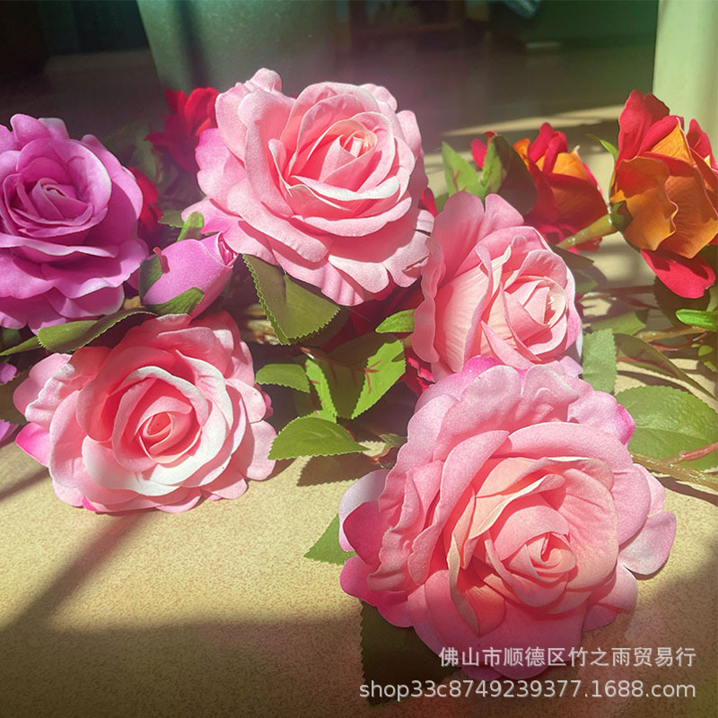 Plastic fake flower rose flower simulation super large decoration light luxury high-end living room high-end home decoration manufacturers wholesale