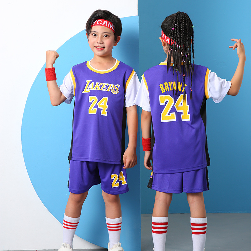 Children's Basketball Uniform Set No. 24 Jersey Sports Suit Training Uniform Kindergarten Performance Uniform Sports Meeting Jersey