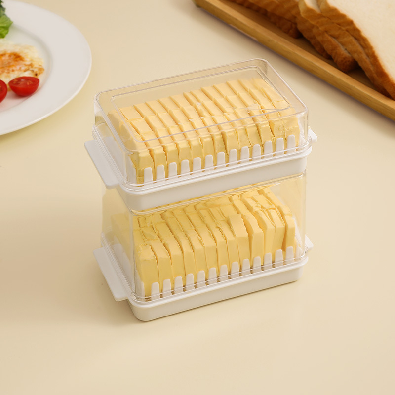 Butter cutting box food storage box with lid compartment cutting refrigerator fresh storage box cheese storage box