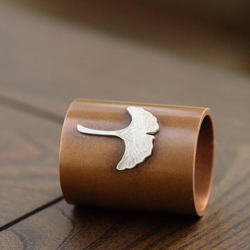 Love Appreciation Handmade Copper Inlaid Silver Lid Pot Cover Holder Purple Sand Pot Tea Bowl Cover Rack Tea Art Tea Ceremony Tea Set Accessories Tea Set