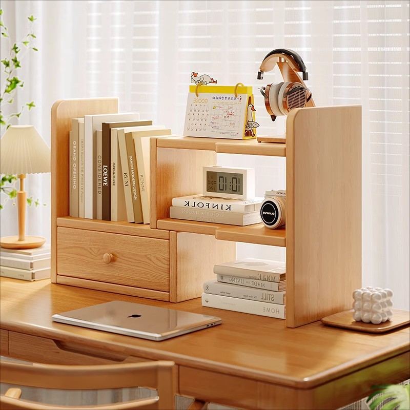 Деревянная настольная полка, многослойная, с дверцей, для офиса