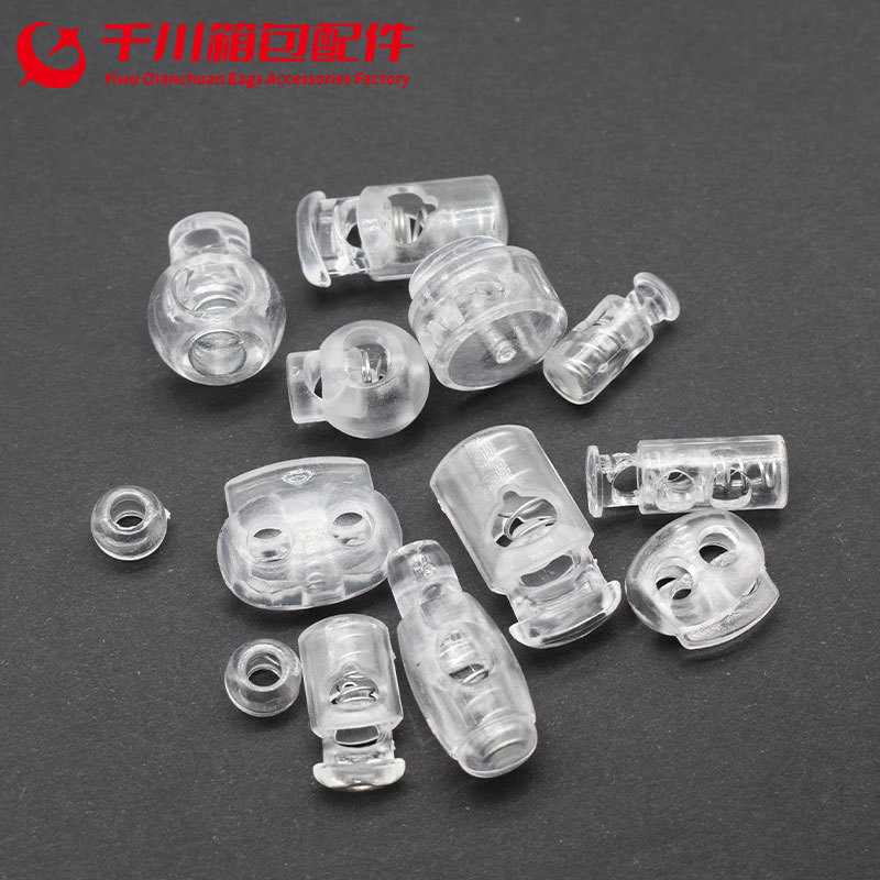 Plastic button transparent spring buckle elastic adjustment button stop rope buckle pig nose buckle down jacket button hanging clock rope buckle