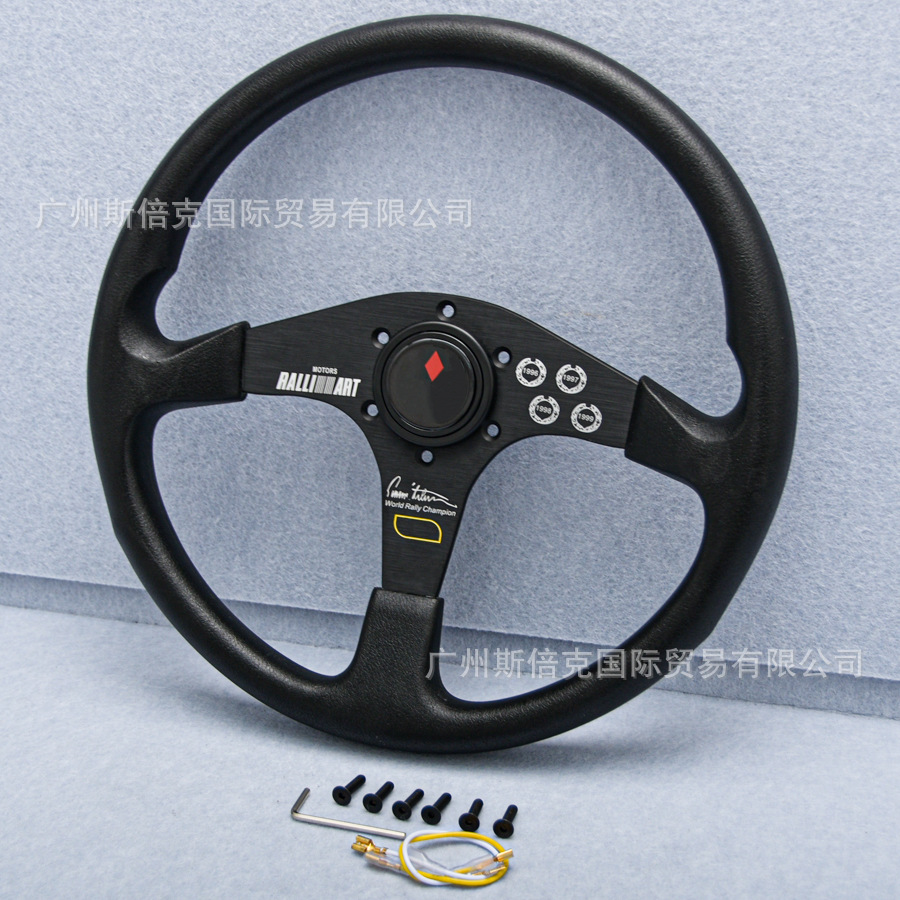 Прямые продажи универсальный 14-дюймовый плоский граффити PU руль JDM черный гоночный руль