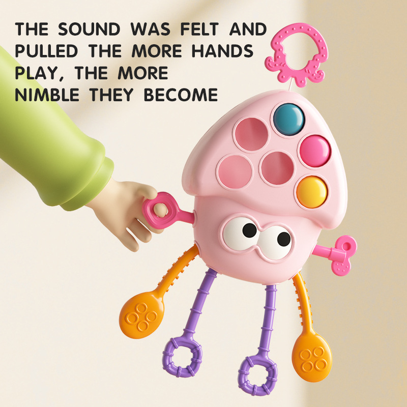 Cross-Border Kidsren's Fun Hand-Grabbing Toys for 0-3 Years Old Baby Educational Early Education Octopus Finger Pumping Music