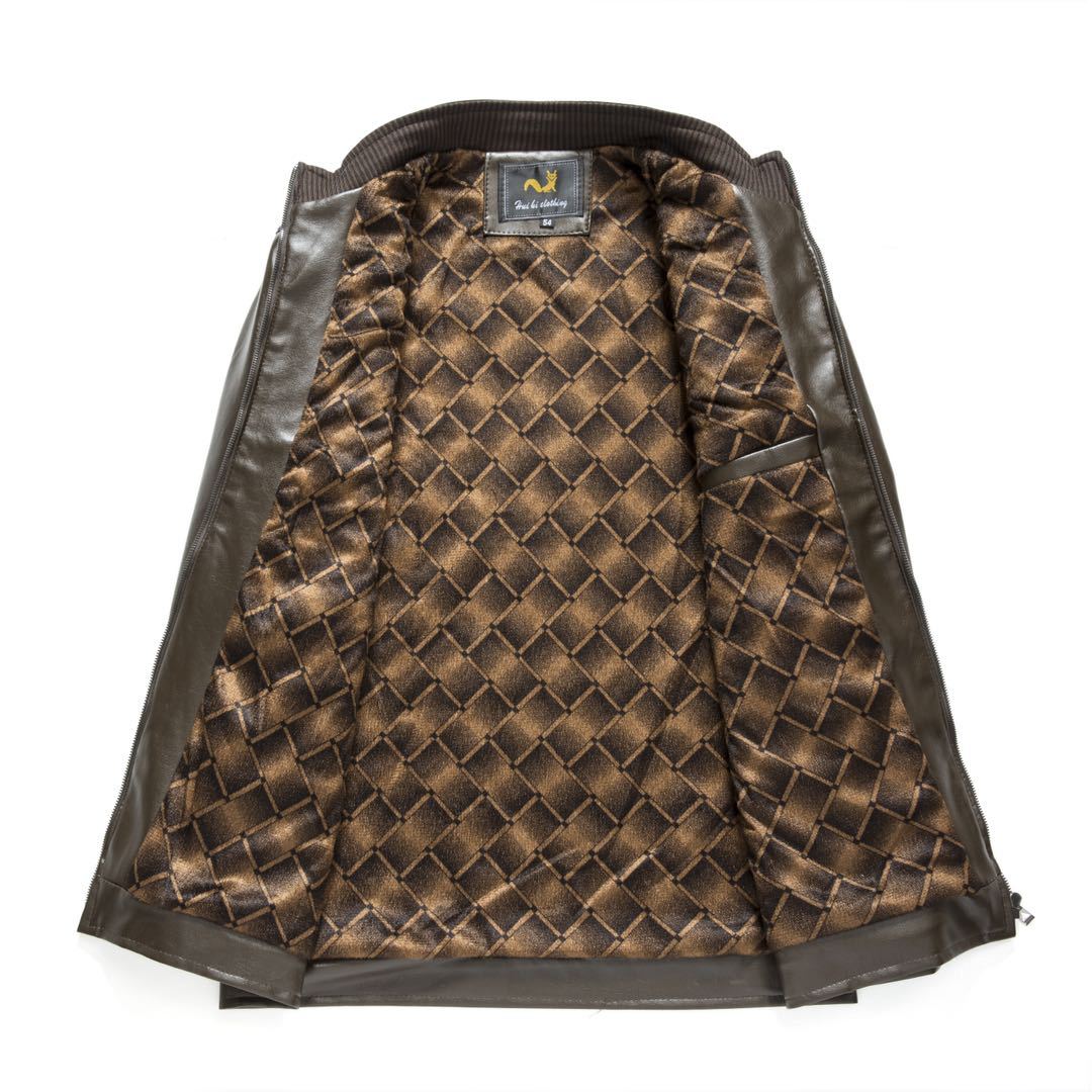 Gold velvet leather coat men's coat middle-aged and elderly good leather stand collar fleece-lined jacket dad winter coat export exclusive