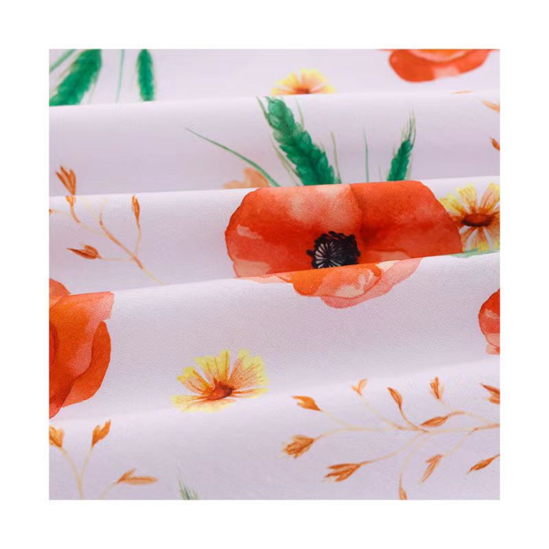 Factory Direct Sales Cotton Poplin Chiffon Woven Printed Fabric European and American Style Dress Digital Printing Fabric