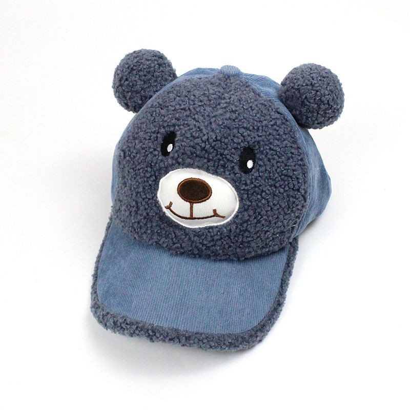 Autumn and winter children's baseball cap bell baseball cap nose will call fleece-lined cartoon cute bear hat classic warm