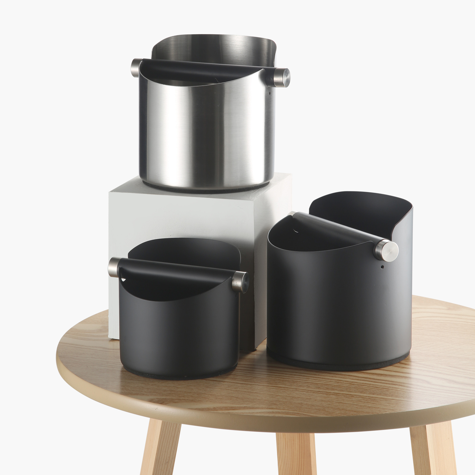 Круглый контейнер для кофейной гущи из нержавеющей стали