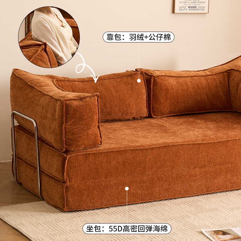 Antique Fabric Sofa Vintage Folding Sofa Bed Small Apartment Living Room Household Removable Washable Lazy Modular Sofa
