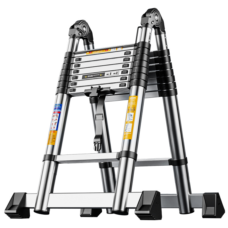 Special Chain Small Double Stainless Steel Telescopic Ladder Multifunctional Household Stacked Ladder Bamboo Ladder Lifting Step Ladder Telescopic Ladder