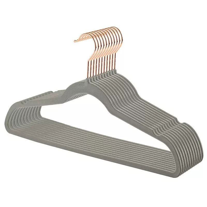 Factory direct 45CM flocking clothes hanger magic hanger wrinkle-resistant adult clothes hanger home wardrobe non-slip hanger