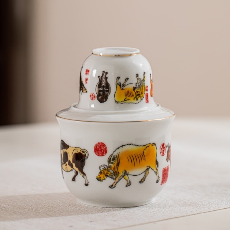 Керамический подогреватель вина из фарфора с фигурой быка, комплект из 3 штук, профессиональный подогреватель вина