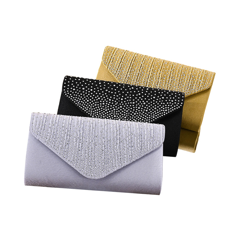 Cross-border New Dinner Bag Rhinestone Clutch Bag Chain Women's Banquet Bag Dress Evening Bag Women's Bag Wholesale Square Bag