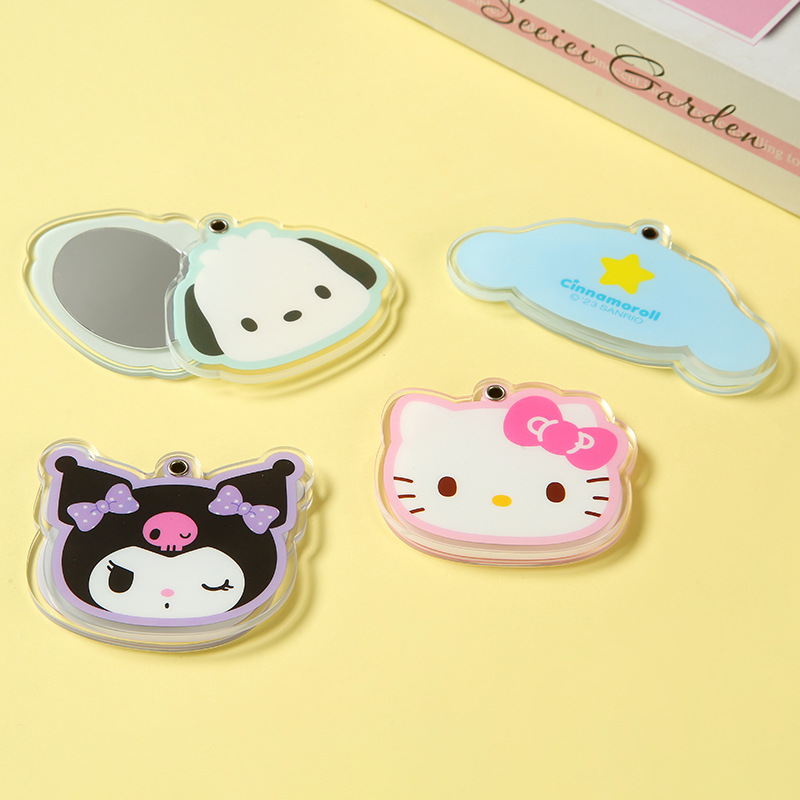 Acrylic Slide Small Mirror Student Cartoon Portable Portable Mirror High-value Cute Makeup Mirror Single-sided Small Round Mirror