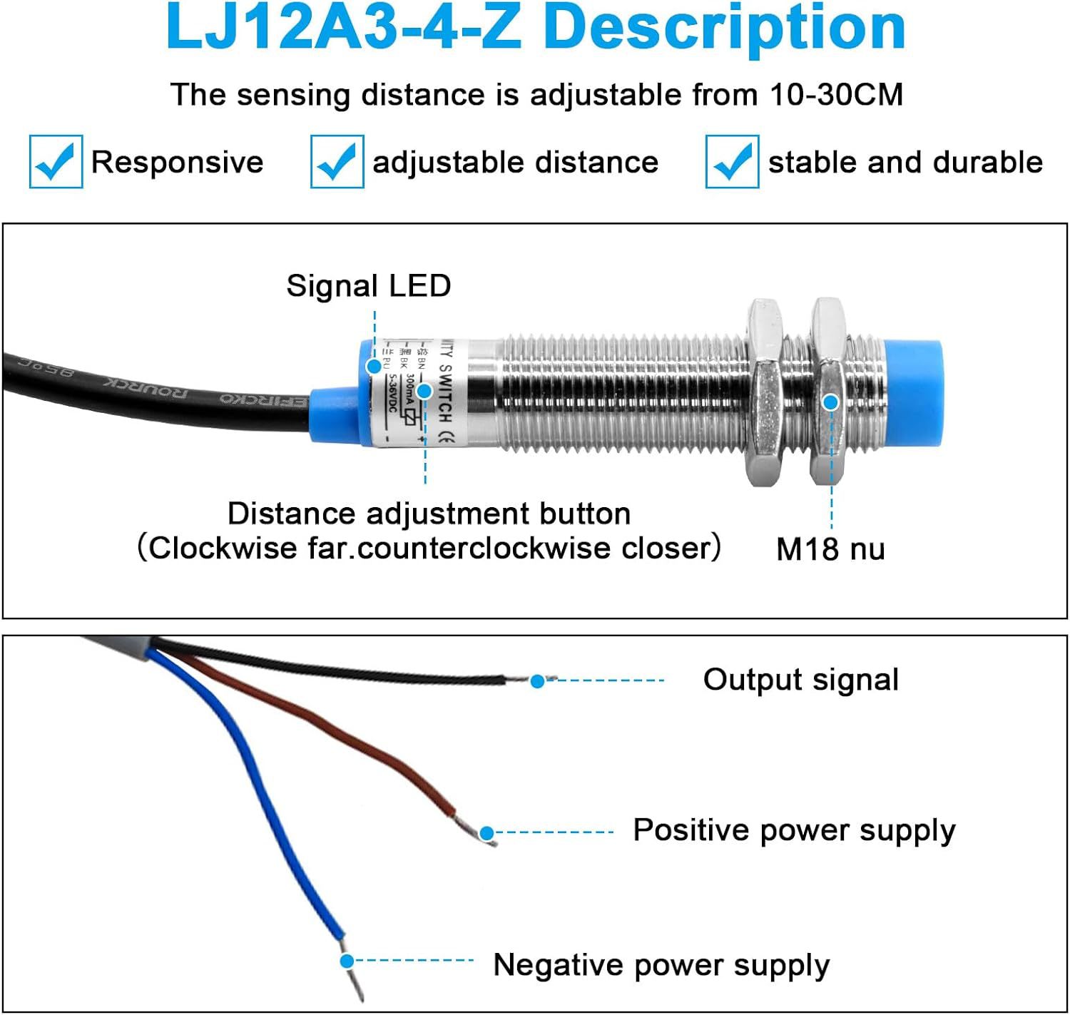 Lj12A3-4-Z Bx Proximity Sensor Ruizhi 3 Pieces Lj12A3-4-Z Sc