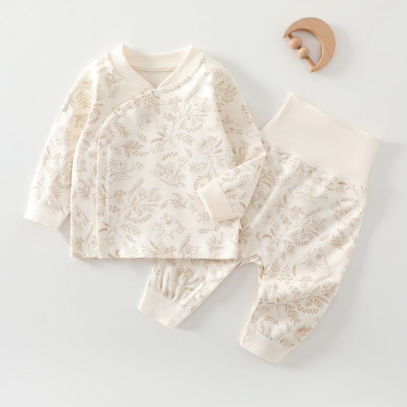 Baby Autum Clothing Set Split Autum Pants Type a Bottoming One-Year-Old Pajamas Newborn Male and Female Baby Clothes Pure Cotton Autum