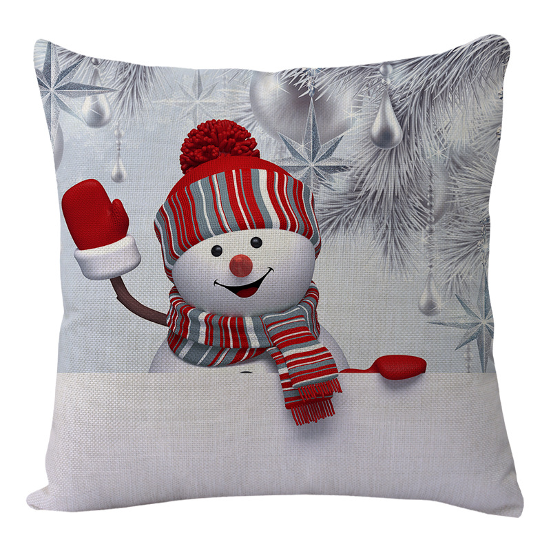 Cross-border Cartoon Snowman Series Santa Claus Pillowcase Holiday Series Christmas Decorative Cushion Wholesale