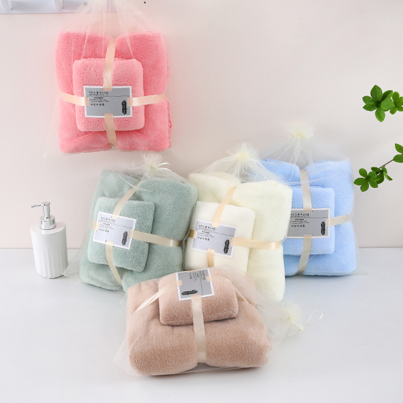 Coral fleece towel bath towel mother and child combination suit gift cheap return gift absorbent wedding live hand gift wholesale