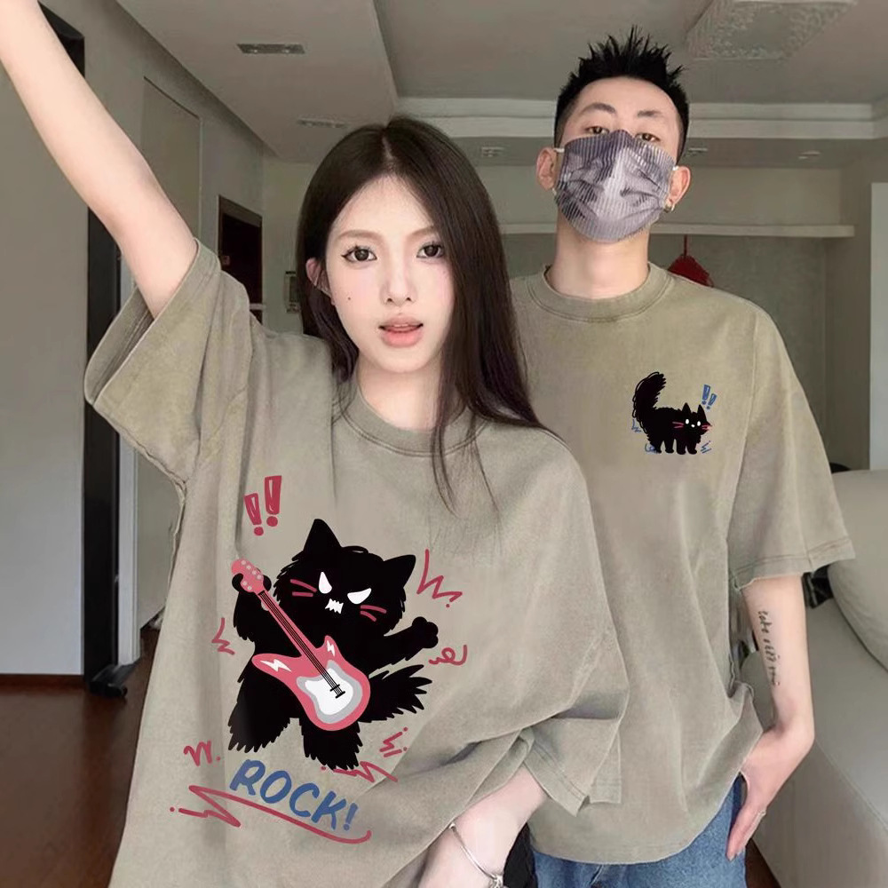 Couple's Cotton Short-sleeved T-shirt 2025 Summer New oversize Niche Men's and Women's Top Fashion Brand Class Clothes