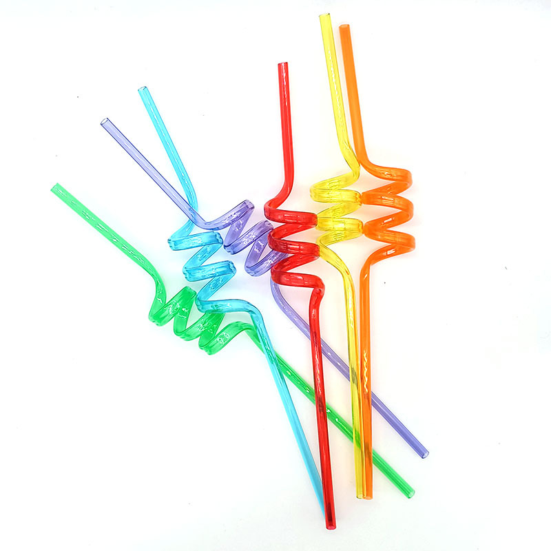 Amazon Disposable Shape Straw petg Spiral Shape Hard Cold Drink Tube Cocktail Party Decoration Ideas