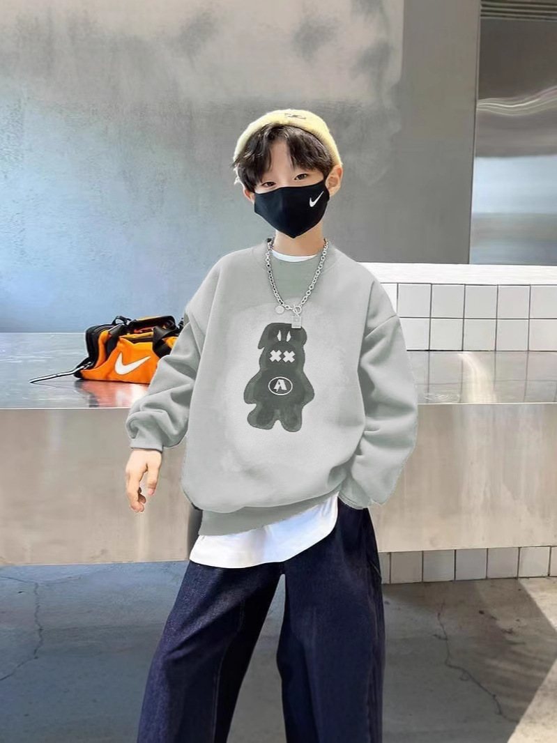 2024 Spring and Autumn Children's Sweatshirts for Big Kids and Little Kids, Trendy Brand, Baby Kids' Bear Design, Versatile Sports Style for Autumn