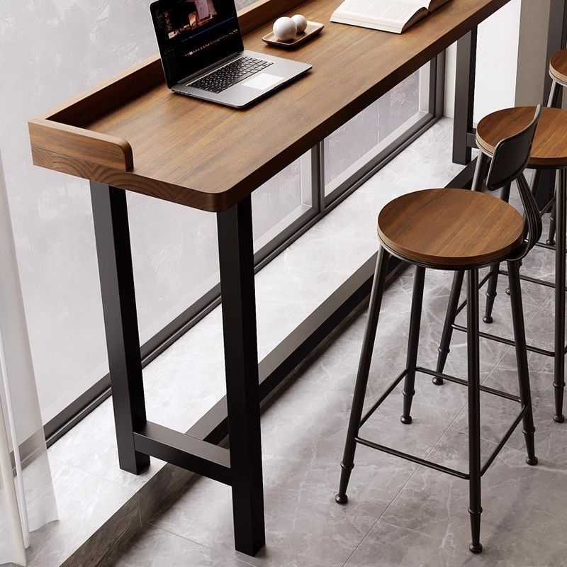 Balcony Home Bar Table Simple Solid Wood Window Long High and Low Foot Long Table High Foot Table and Chair Wall Narrow Table