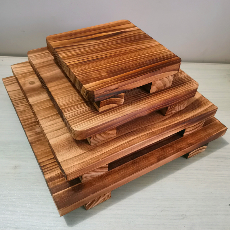 Solid Wood High-Temperature Resistant Heat Insulation Mat Square Hot Pot Stone Grill Teppanyaki Clay Pot Baking Pan Casserole Electric Stove Anti-Scalding Wooden Mat