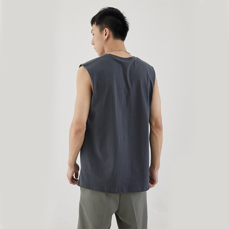 Yiji Men's Simple Basic Sleeveless Bottoming Shirt 2024 Summer New Solid Color Cotton Men's Vest Wholesale