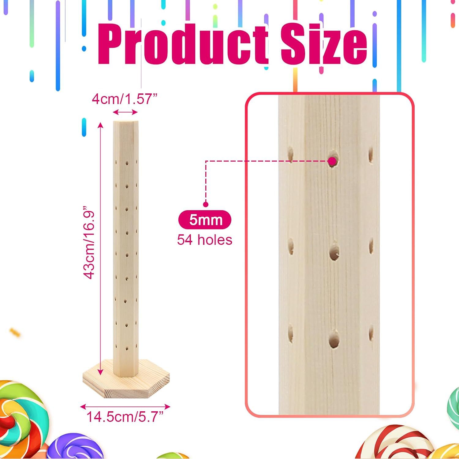 Дисплей для конфет в супермаркете, 360-градусная стойка для конфет, стойка для леденцов, стойка для сахара из сосны