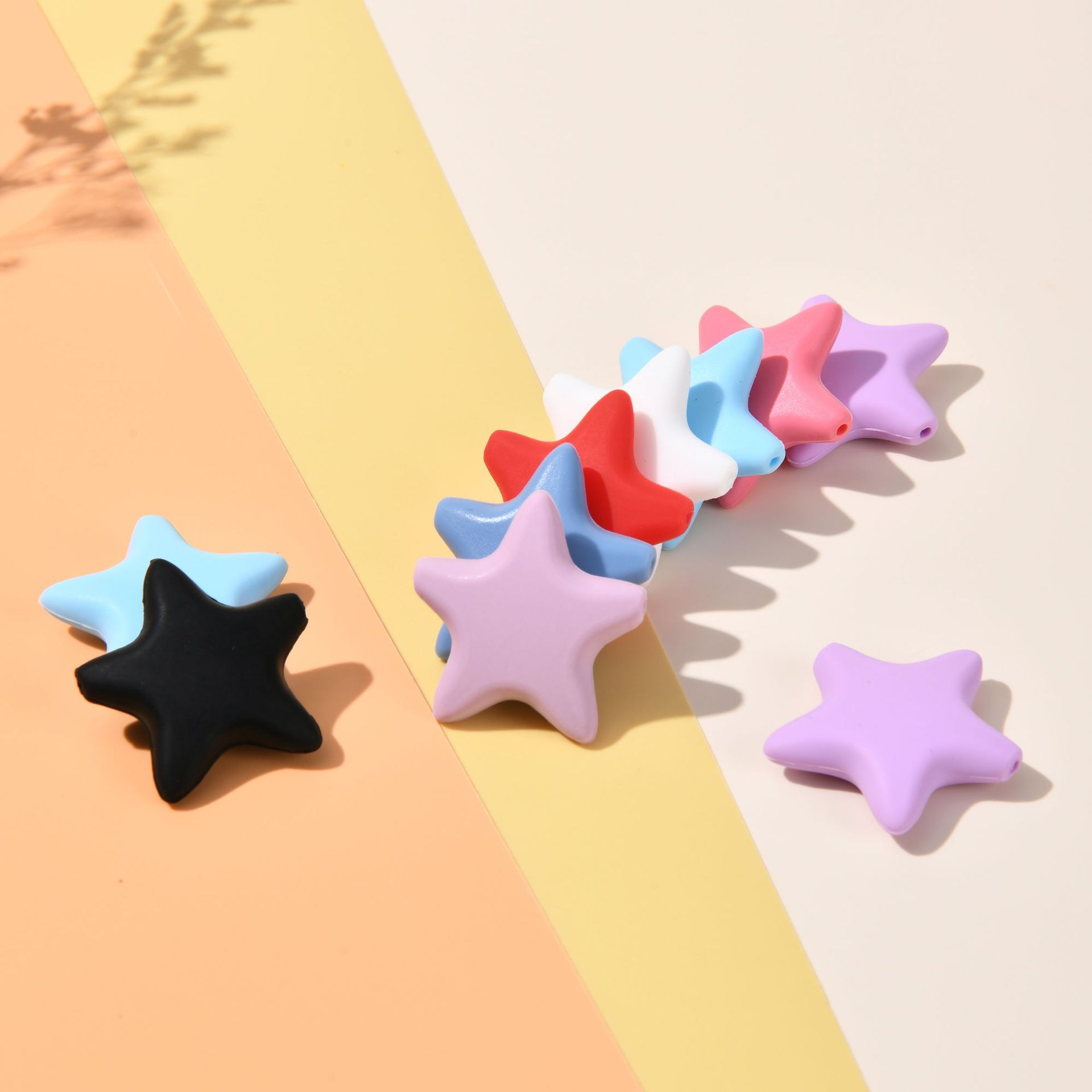 Silicone Beads Five-Pointed Star Silicone Beads 35mm Kidsren's Teether Safety Loose Beads DIY Accessories Spot Wholesale Silicone Beads