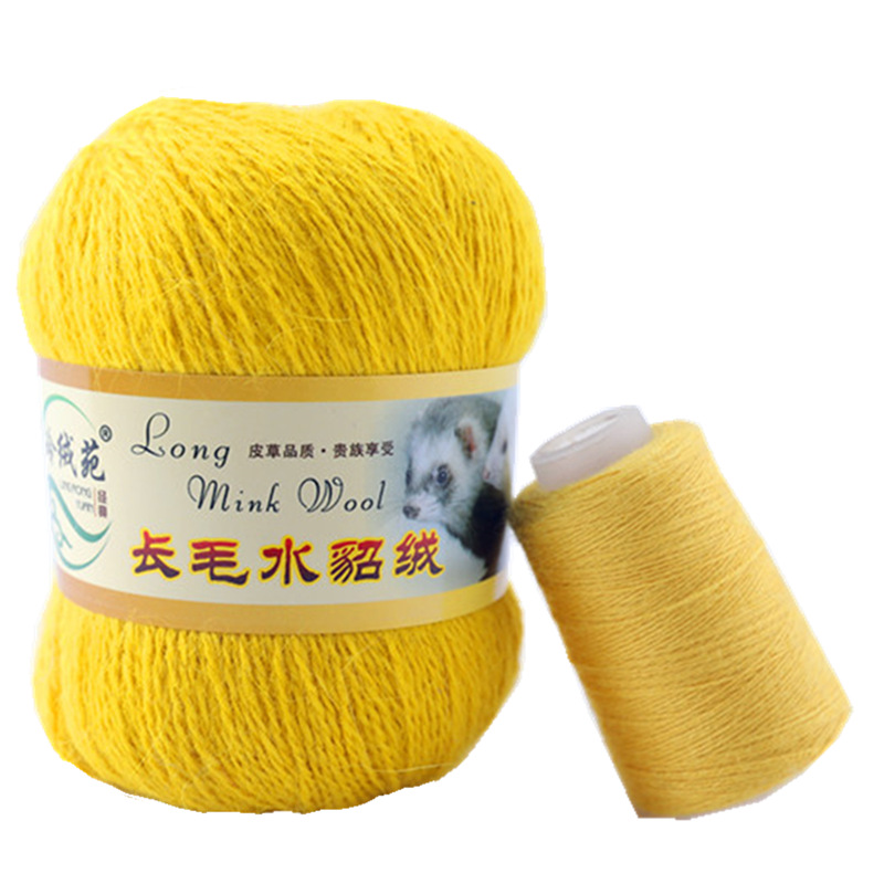 Factory supply mink wool hand-woven medium thick long wool mink wool woven 16/2 woolen yarn wholesale supply