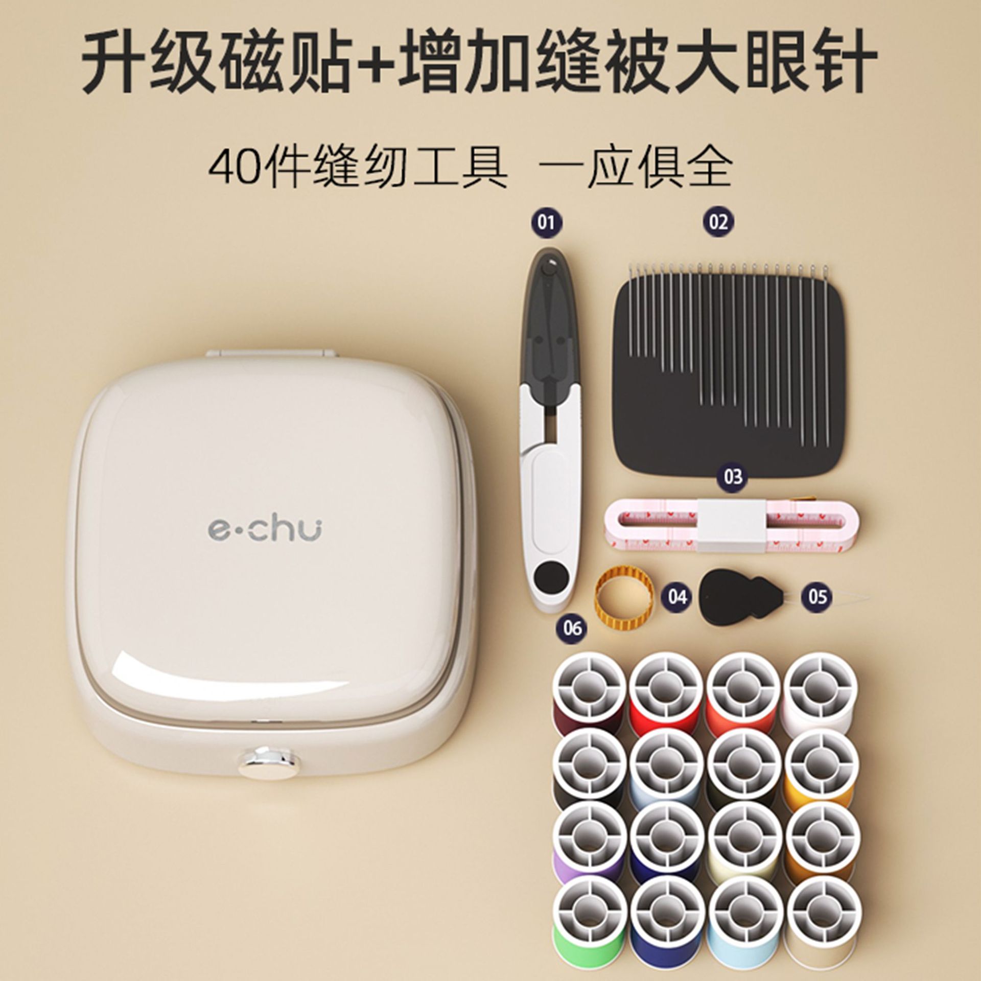 Fangyuan Magnetic Sewing Box Portable Household Sewing Tool Box Dormitory Hand Sewing Kit Four-Piece Set