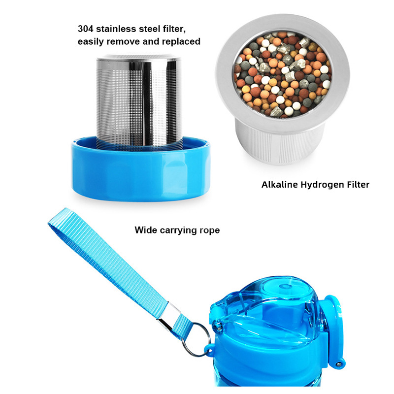 Foreign Trade Alkaline Hydrogen-Rich Water Cup, Hydrogen-Making Cup, Zinc Energy, Healthy Hydrogen-Rich Plastic Water Cup, Sports Water Kettle 650ml