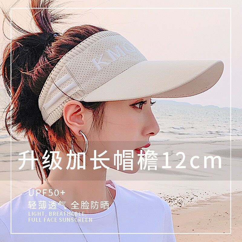 Hat Women's Spring and Summer Korean Style Casual Sports Hat Breathable Sun Hat Extend Long Brim Empty Top Baseball Cap Cap