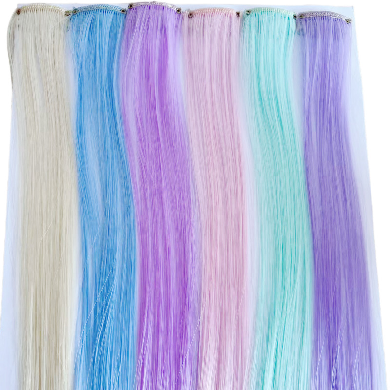 One-Piece Colored Hair Extensions for Women, Synthetic Long Straight Hair, Colored Hair Extensions in Stock, 1 Clip Hairpiece, Seamless Hairpiece