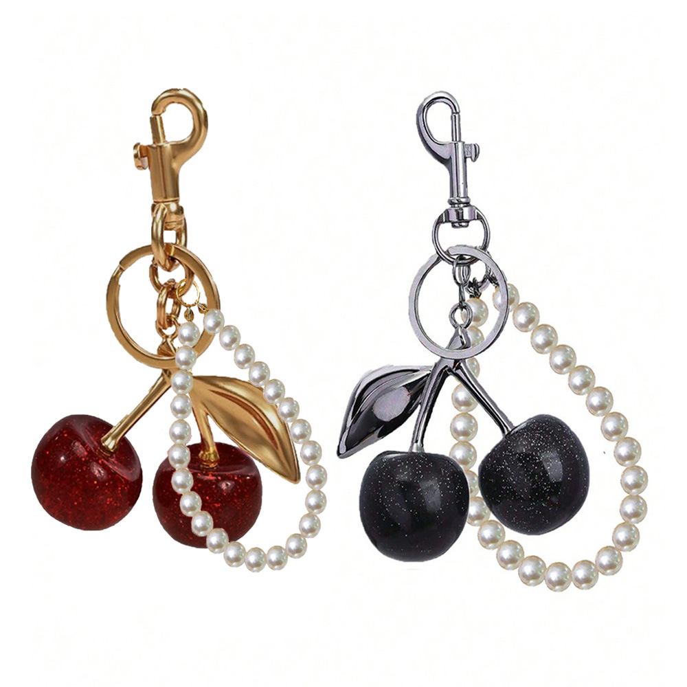 European and American Leather Bag Vintage Fashion Bag Pendant Keychain Cherry Hanging Simple Sweet Fruit Decoration Accessories
