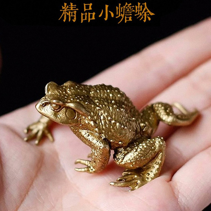 Brass Golden Toad Toad Lucky Tea Pet Ornaments Tea Play Tea Table Old Retro Frog Copper Toad Tea Tray Ornaments
