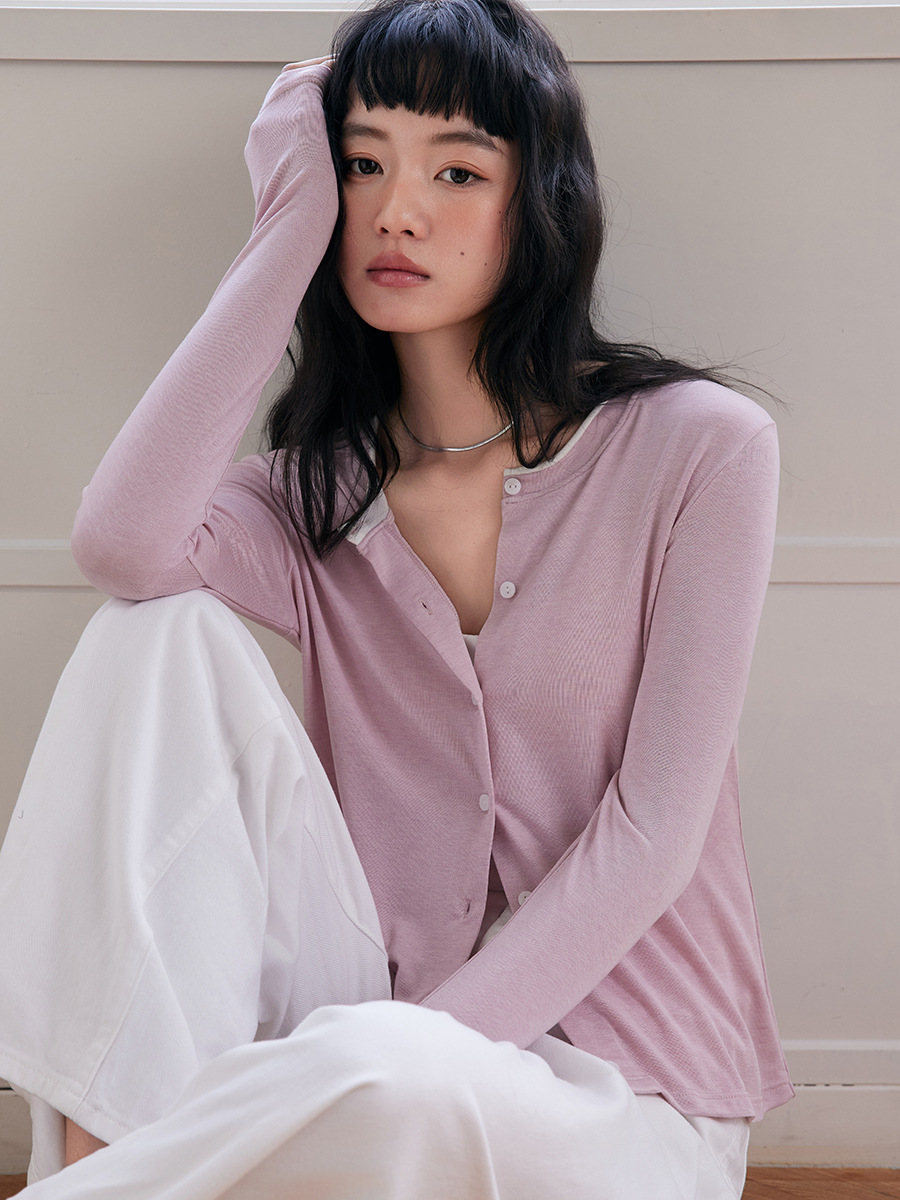 Весенне-летняя рубашка с пуговицами из тенсела для женщин, новый лиоцелл, универсальный кардиган, облегающий, длинный рукав