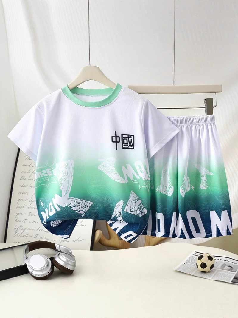 Factory direct supply handsome quick-drying basketball suit short-sleeved suit children's baby clothes for boys and girls outdoor sportswear