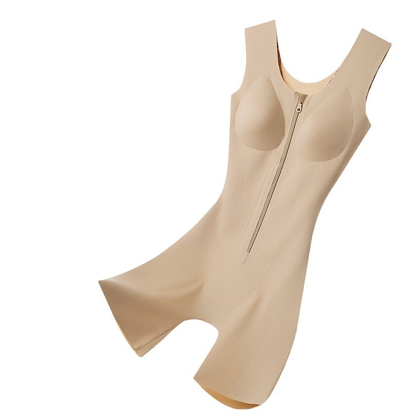 Zipper-breasted double-tummy conjoined body-shaping garment women's postpartum tummy-corset waist-lifting hip-lifting body-shaping corset