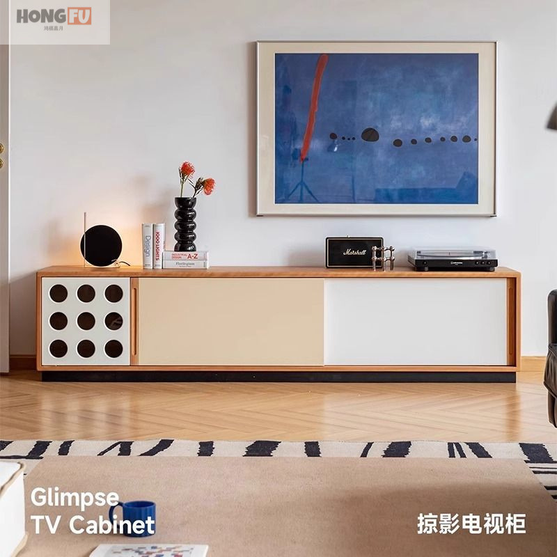 2025 New Solid Wood Tv Cabinet, Antique Style Small Apartment Living Room Tv Cabinet, Retro Floor-Standing Storage Cabinet