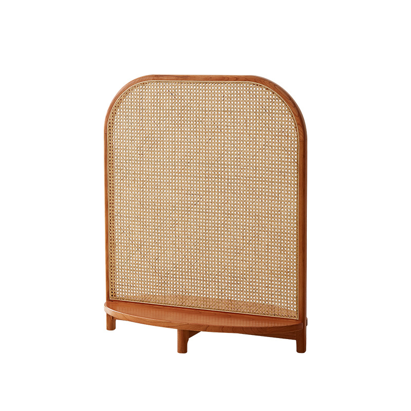 J^ Living Room New Chinoiserie Retro Seat Screen Home Bedroom Cover Solid Wood Rattan Screen Partition Wall Entrance