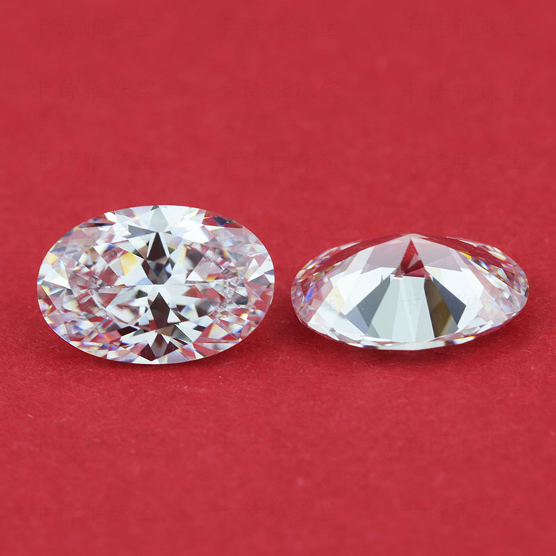 Synthetic Cubic Zircon Oval Gem Egg-Shaped 12-Star Stone White Bare Stone Jewelry Matching Stone