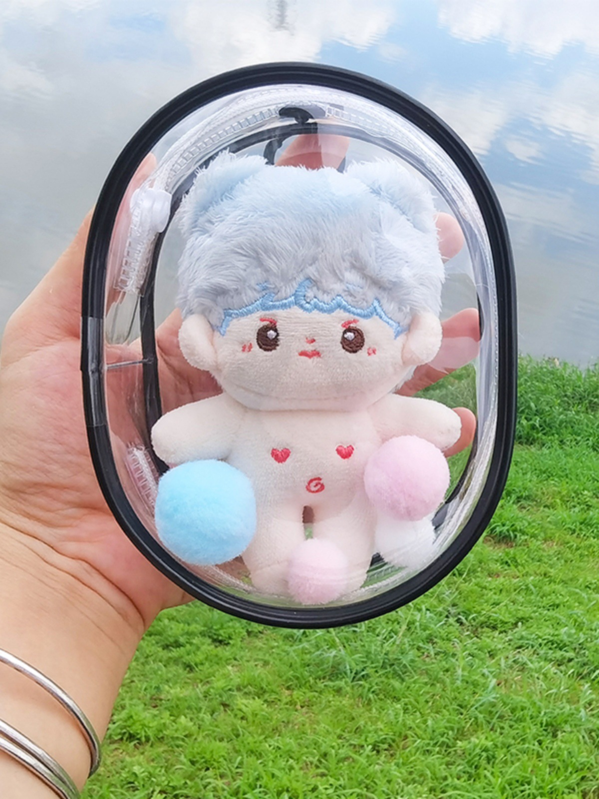 10cm Doll Doll Transparent Protective Hanging Bag Cotton Doll Protective Bag for Going Out and Playing Display Scratch-resistant Transparent Bag