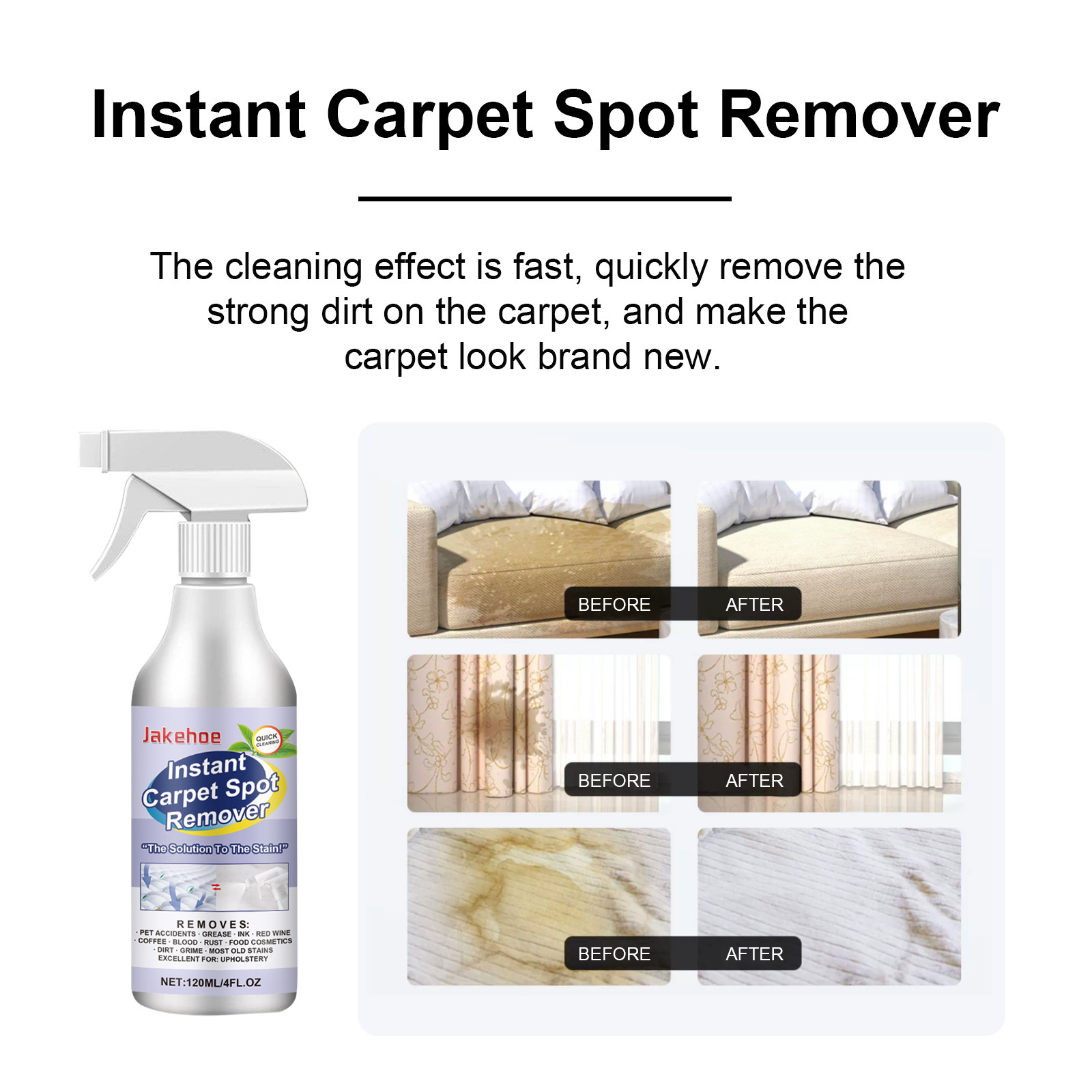 JAKEHOE carpet stain remover carpet special easy cleaning stain removal clean lasting fragrance detergent