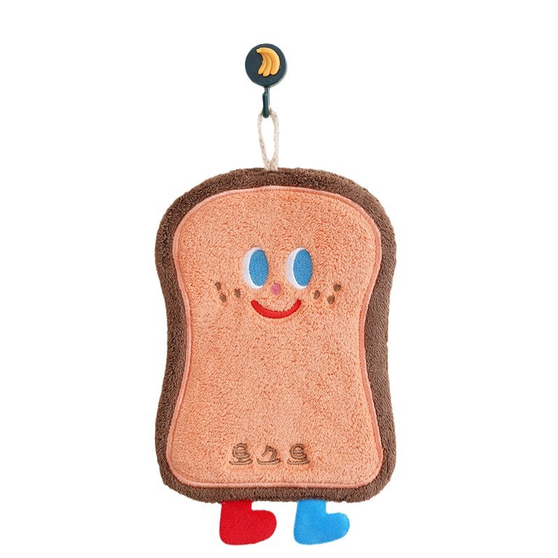 Coral Velvet Cartoon Cheese Hand Towel Thickeneded Water-Absorbent Hangable Kitchen Rag Bathroom Baking Series Small Towel