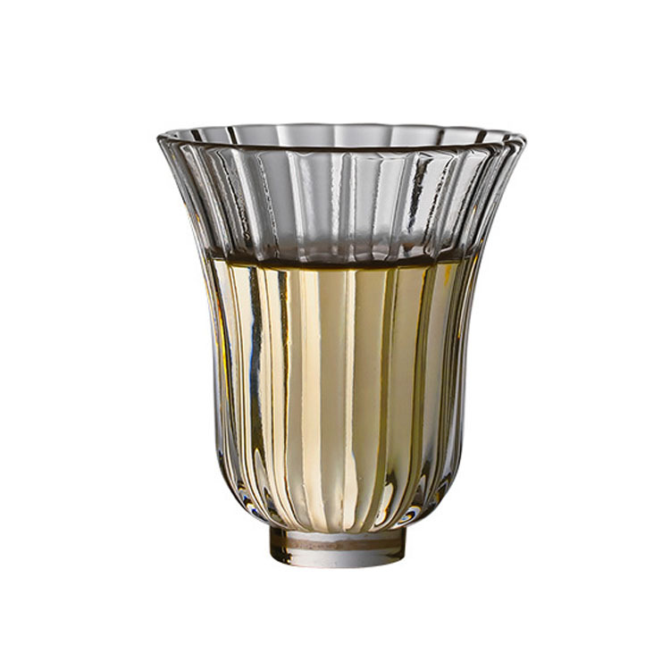 Household vintage glass transparent single cup small cup mini borosilicate small size petals kung fu tea small tea cup single