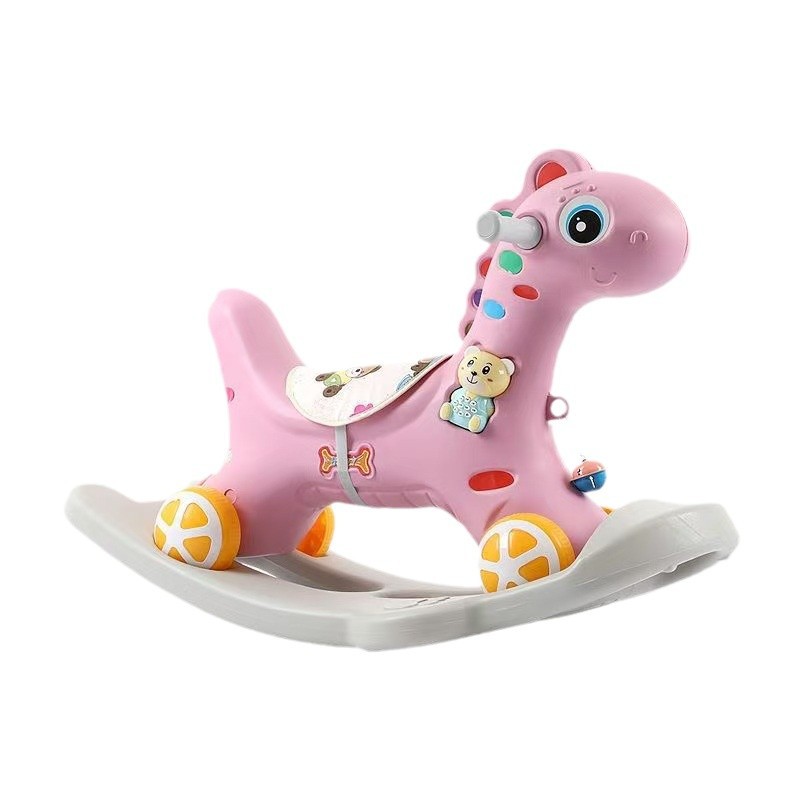 Children's Large Trojan Horse for 1-5 Years Old Baby's Birthday Gift Toy Rocker Large Dual-use Rocking Horse with Music