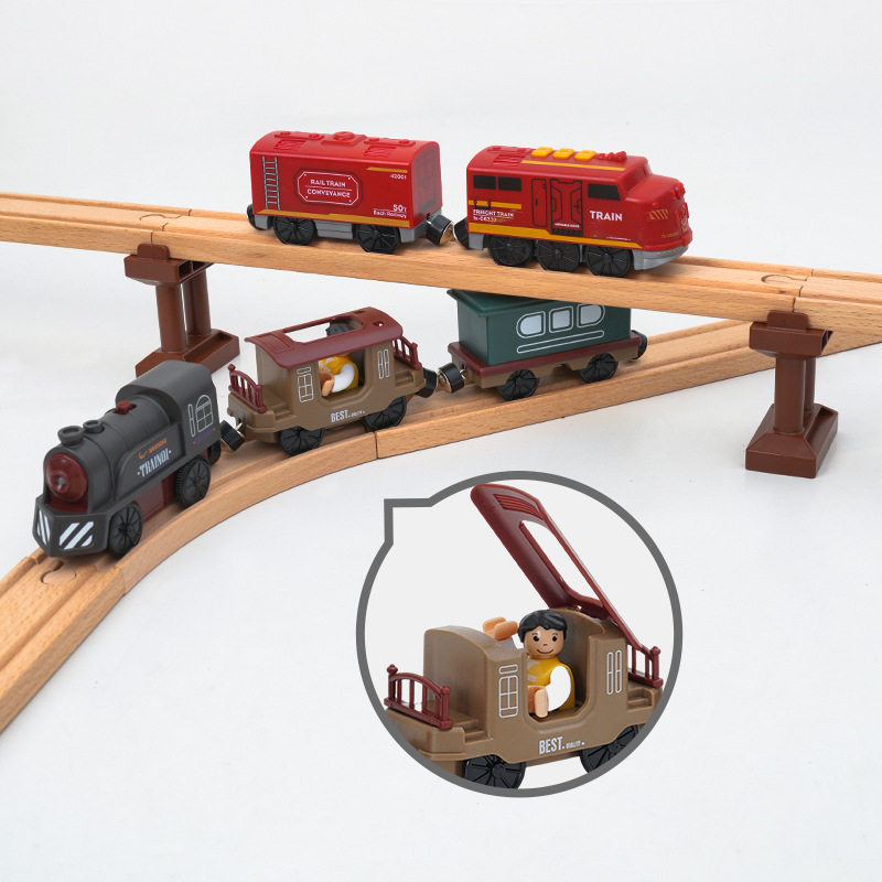 Children's electric train with driver charging suit compatible with Thomas brio Mickey Rabbit wooden track toy